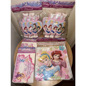 Disney Princess Birthday Party LOT Invitations Thank You Cards Blowouts & Banner